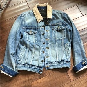 saint laurent corduroy collar denim jacket